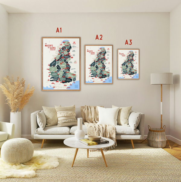 Affiche Massifs des Alpes - Guide des tailles