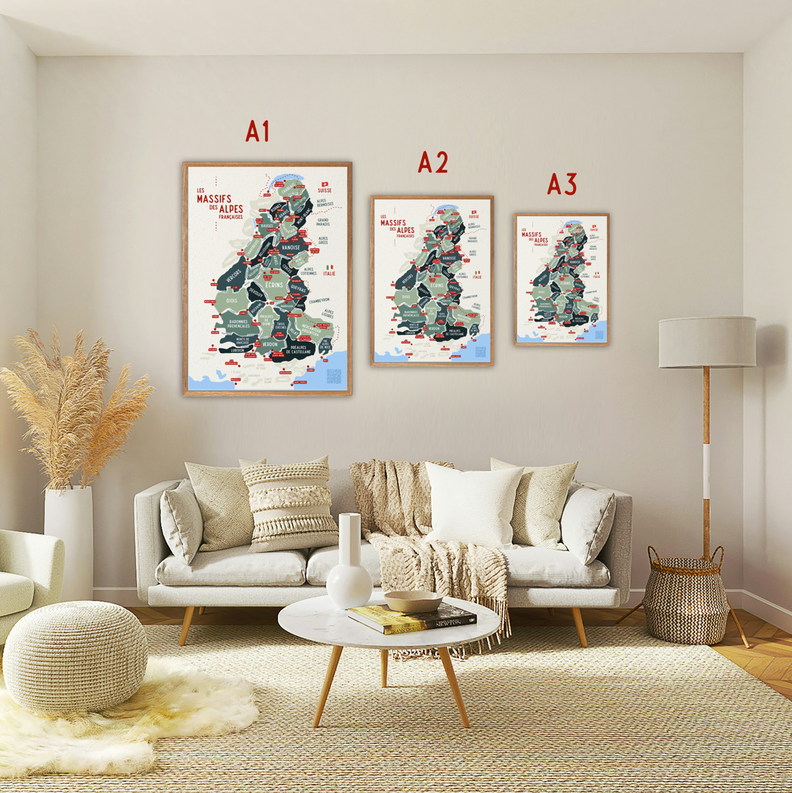 Affiche Massifs des Alpes - Guide des tailles
